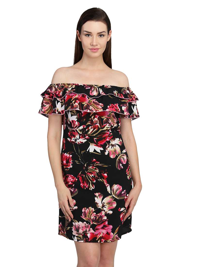women floral print off shoulder sheath dress