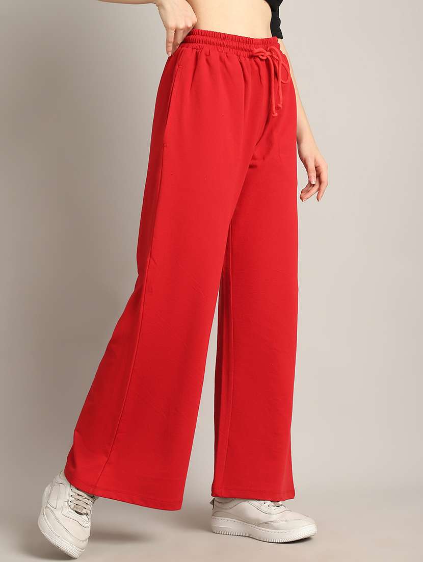 women solid high rise relaxed fit track pant - 21730174 -  Standard Image - 2