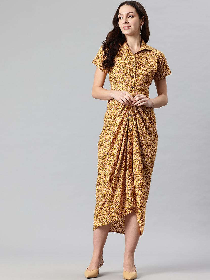 women printed collared asymmetric dress - 21730230 - Zoom Image - 0