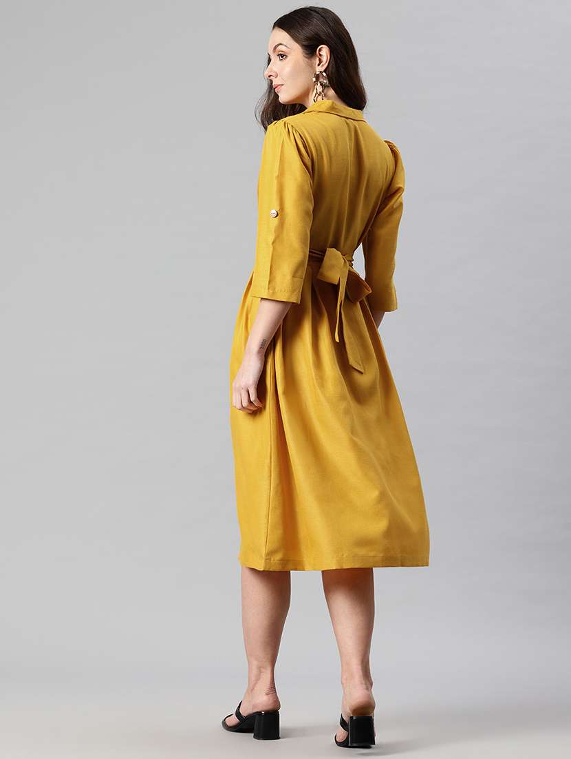 women solid lapel collar a-line dress - 21730242 -  Standard Image - 2