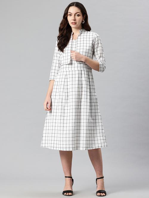 women checkered mandarin neck layered dress - 21730252 - Standard Image - 0