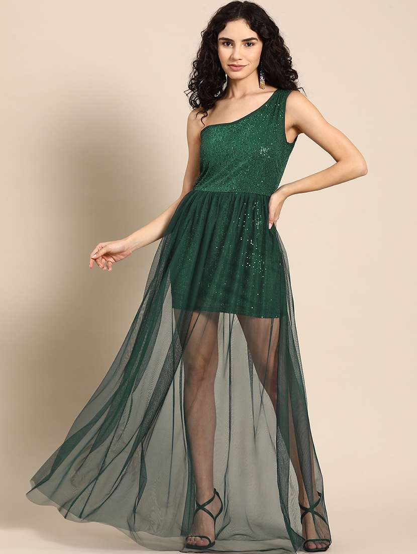 women sequin one shoulder maxi dress