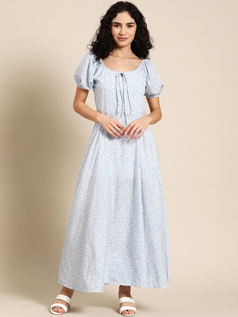 women tie up neck printed fit & flared dress - 21730275 - Zoom Image - 0