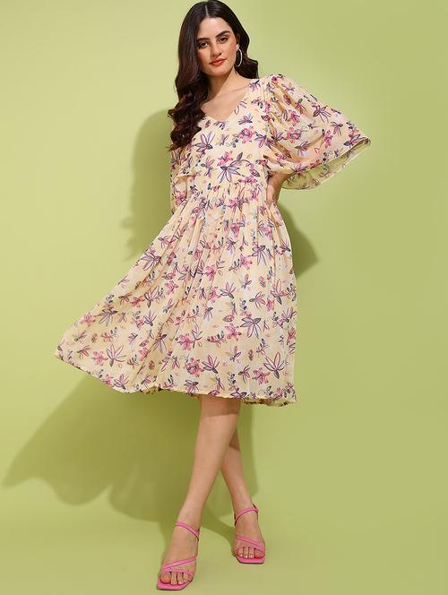 women printed a-line dress - 21730354 - Standard Image - 0