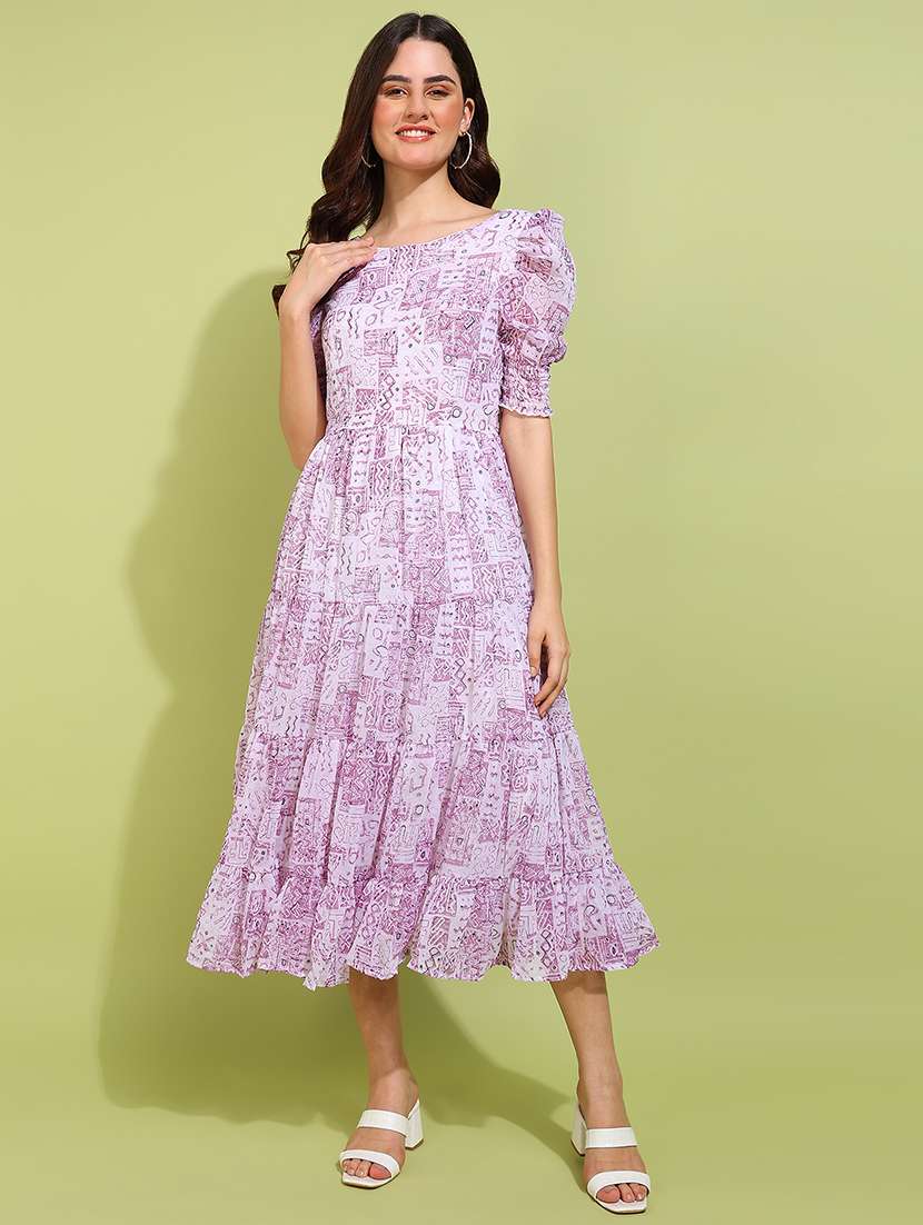 women printed tiered dress