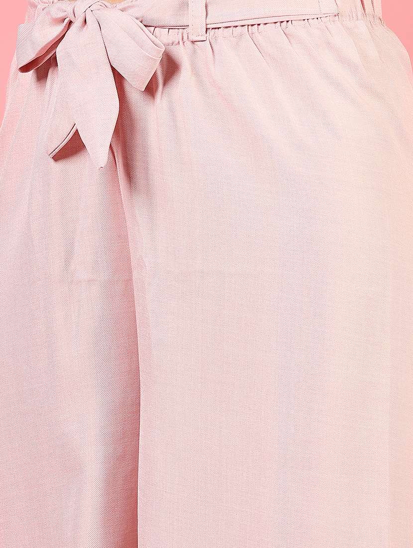 women pink solid mid rise straight trouser - 21730382 - Standard Image - 2