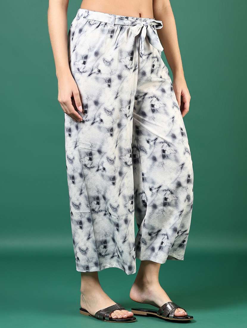 women printed mid rise straight palazzo - 21730405 - Standard Image - 2