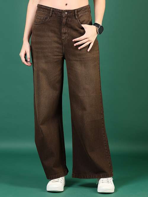 women brown high rise full length jean - 21730411 -  Standard Image - 0