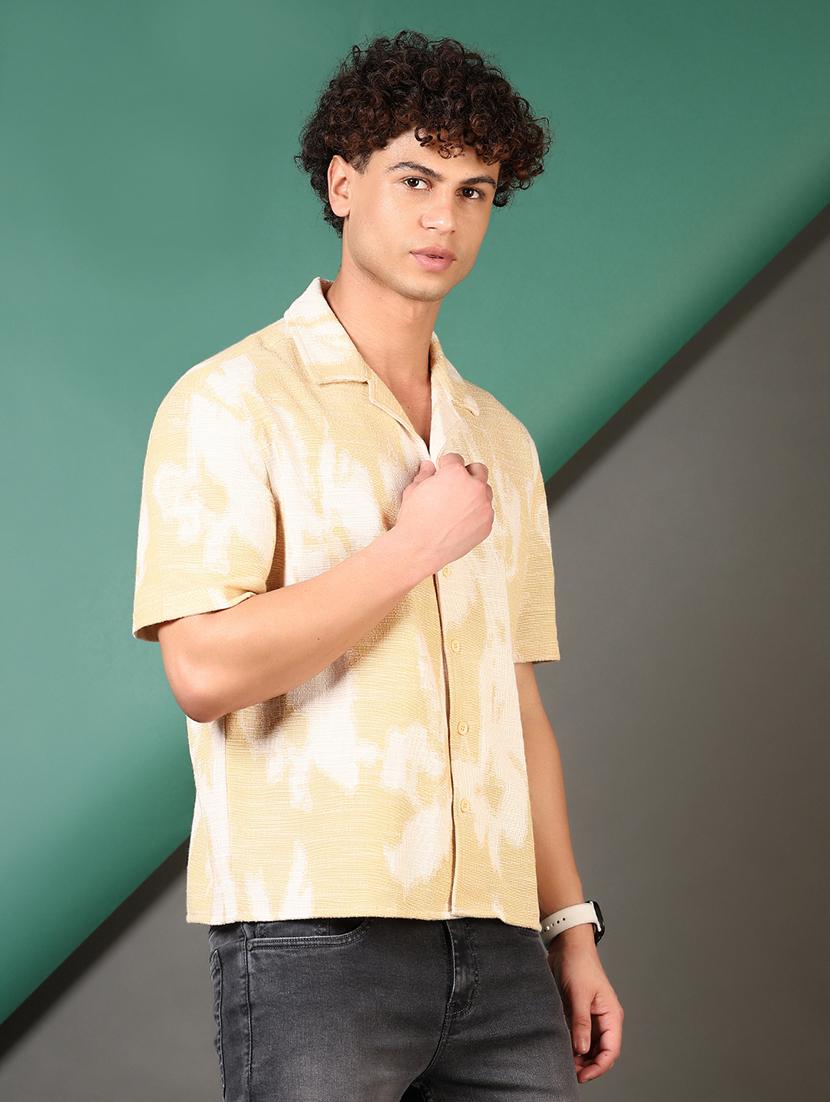 men printed cuban collared casual shirt - 21730430 - Standard Image - 2