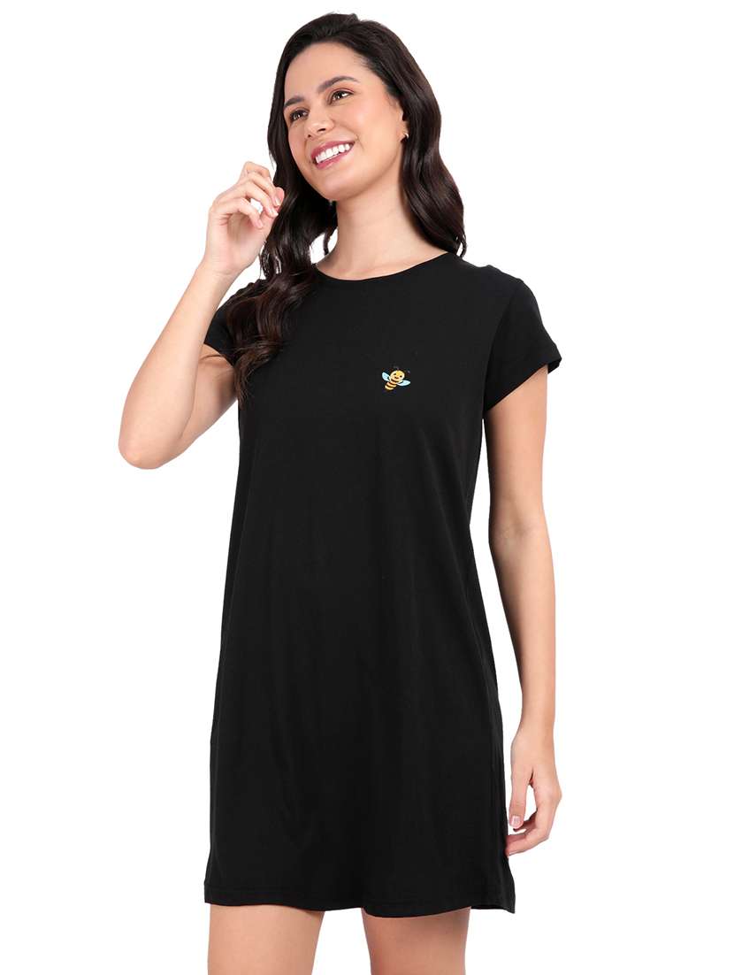 women solid round neck sleepshirt - 21730651 -  Standard Image - 2