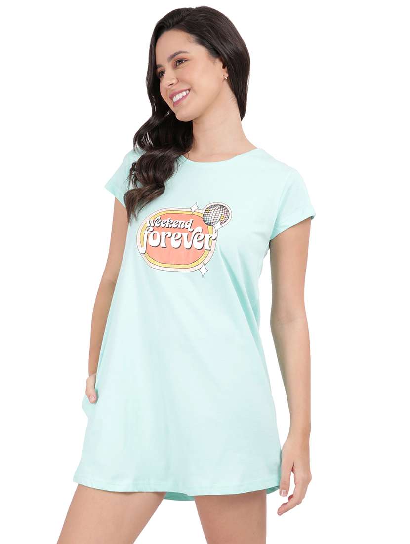 women printed round neck sleepshirt - 21730652 -  Standard Image - 2
