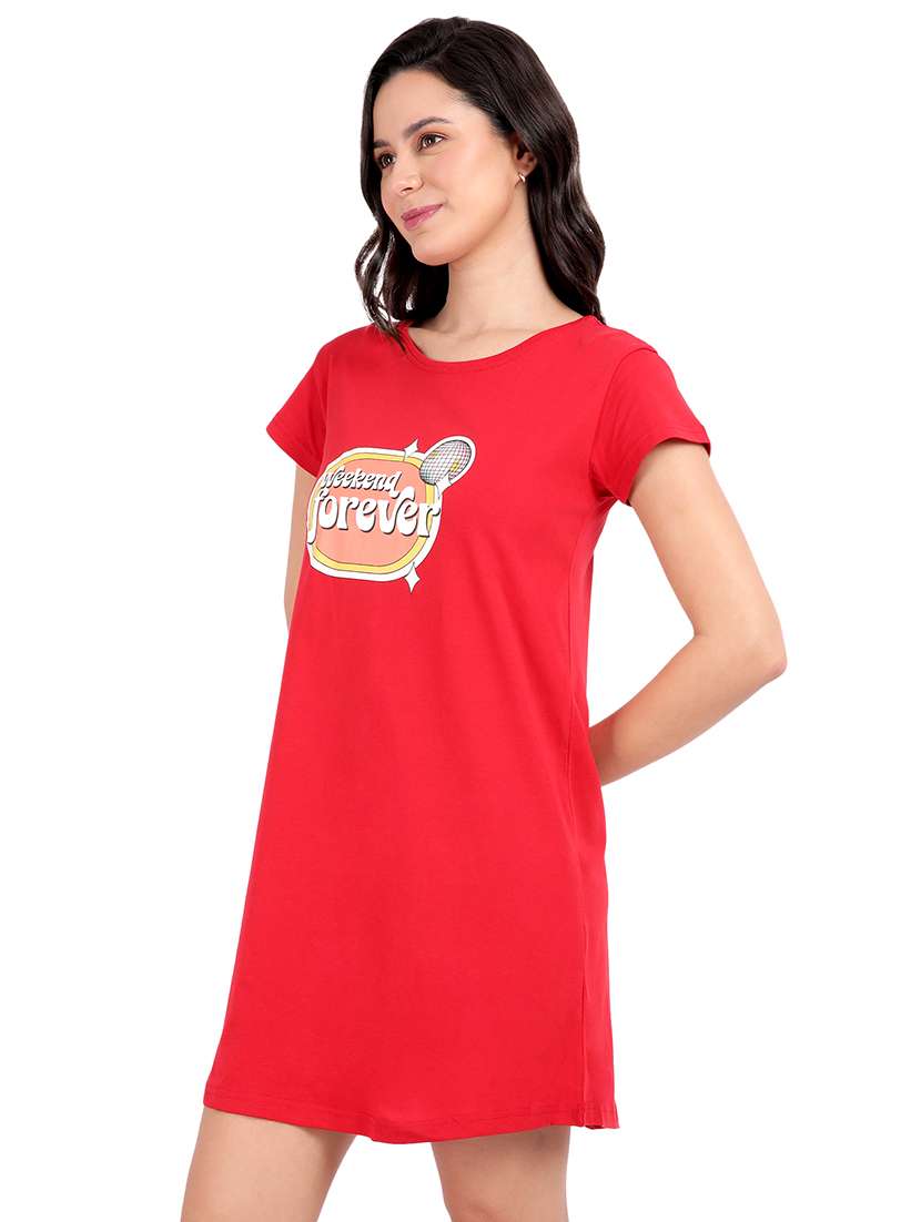 women printed round neck sleepshirt - 21730653 -  Standard Image - 2