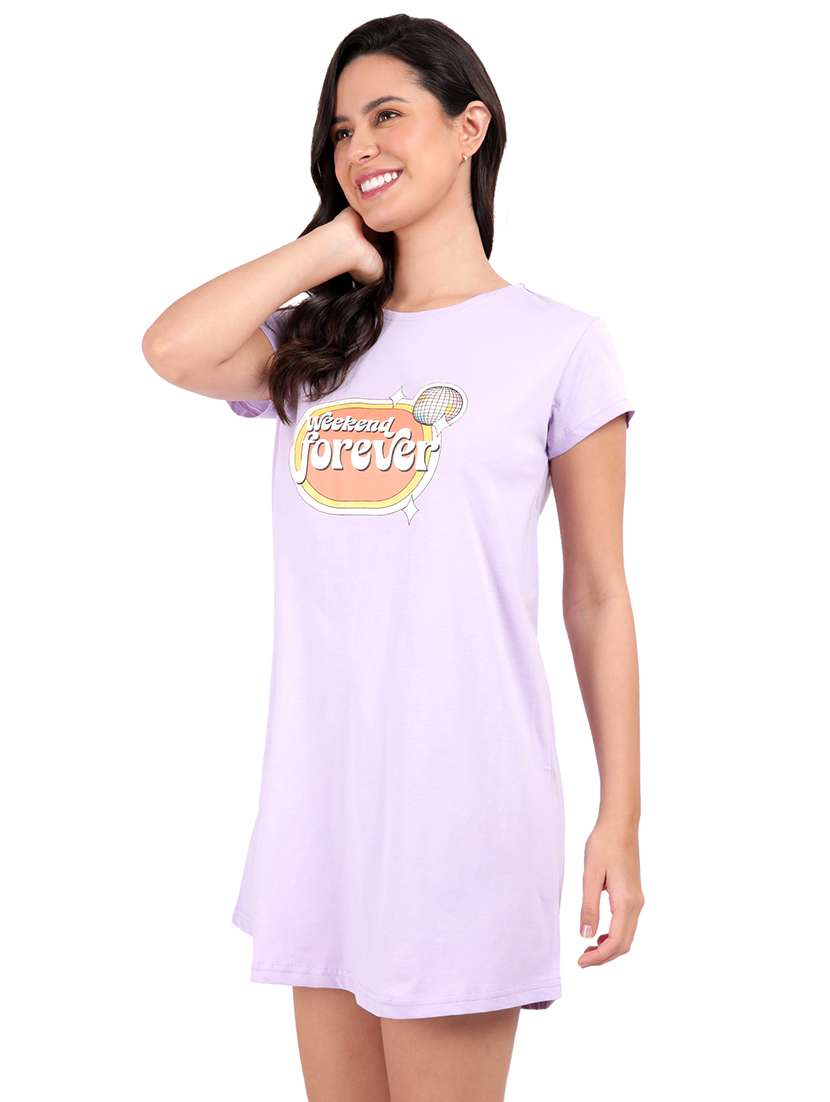 women printed round neck sleepshirt - 21730655 -  Standard Image - 2