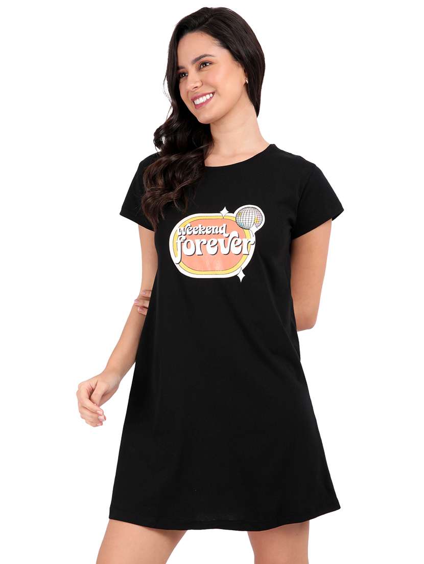 women printed round neck sleepshirt - 21730656 -  Standard Image - 2
