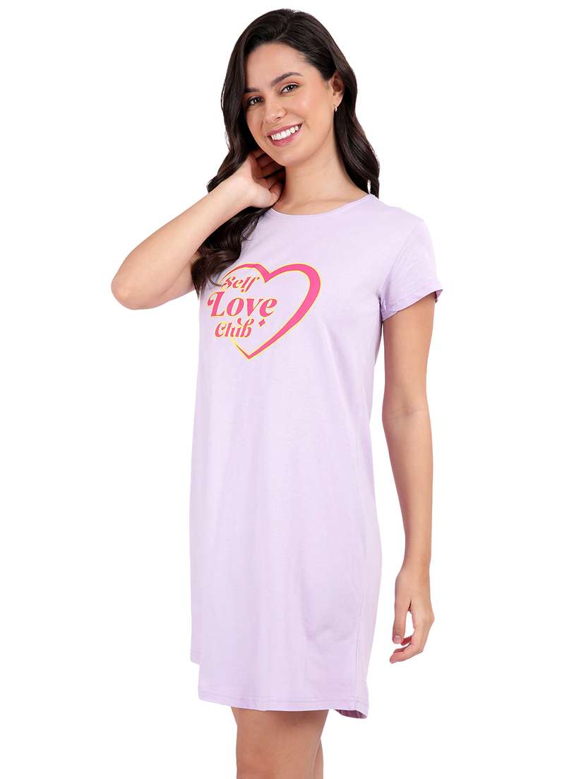 women printed round neck sleepshirt - 21730660 -  Standard Image - 2