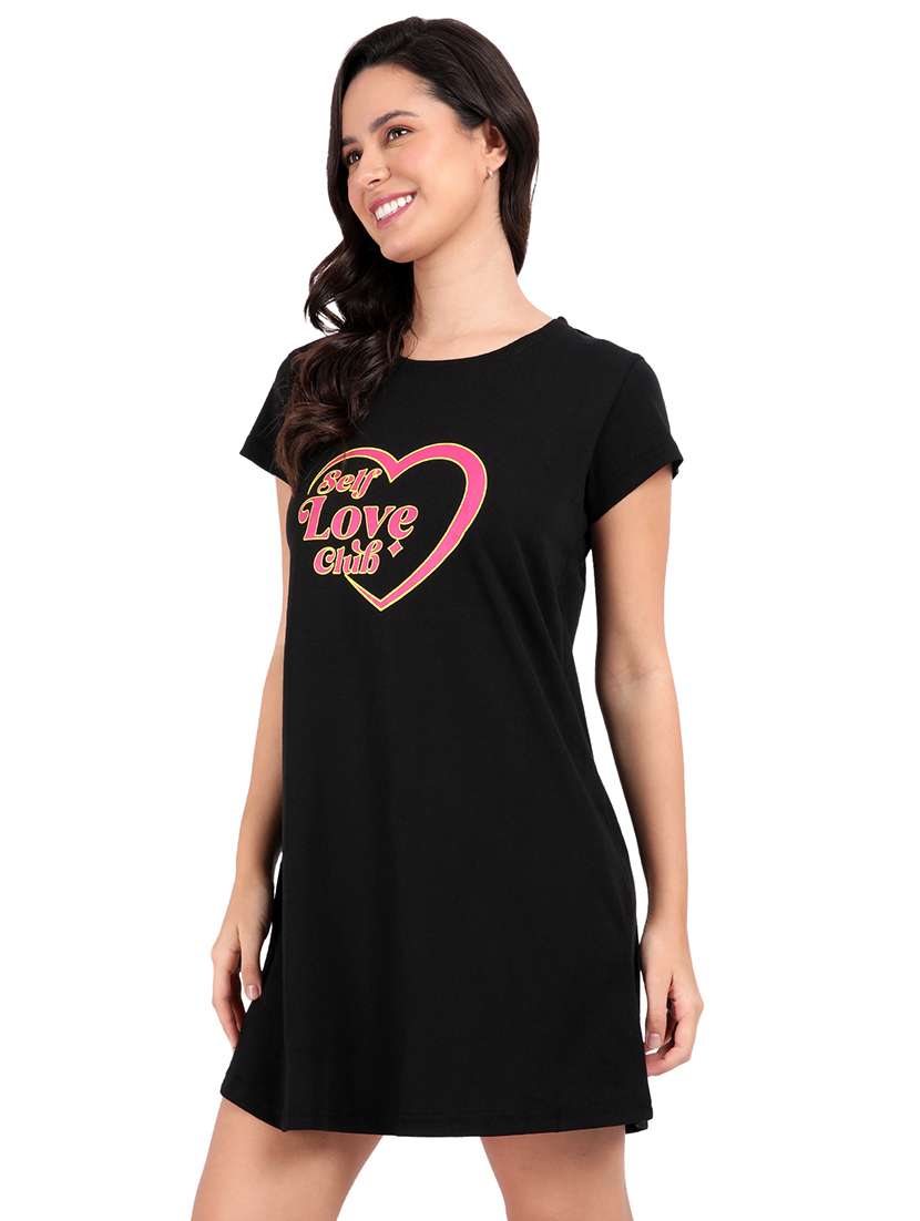 women printed round neck sleepshirt - 21730661 -  Standard Image - 2