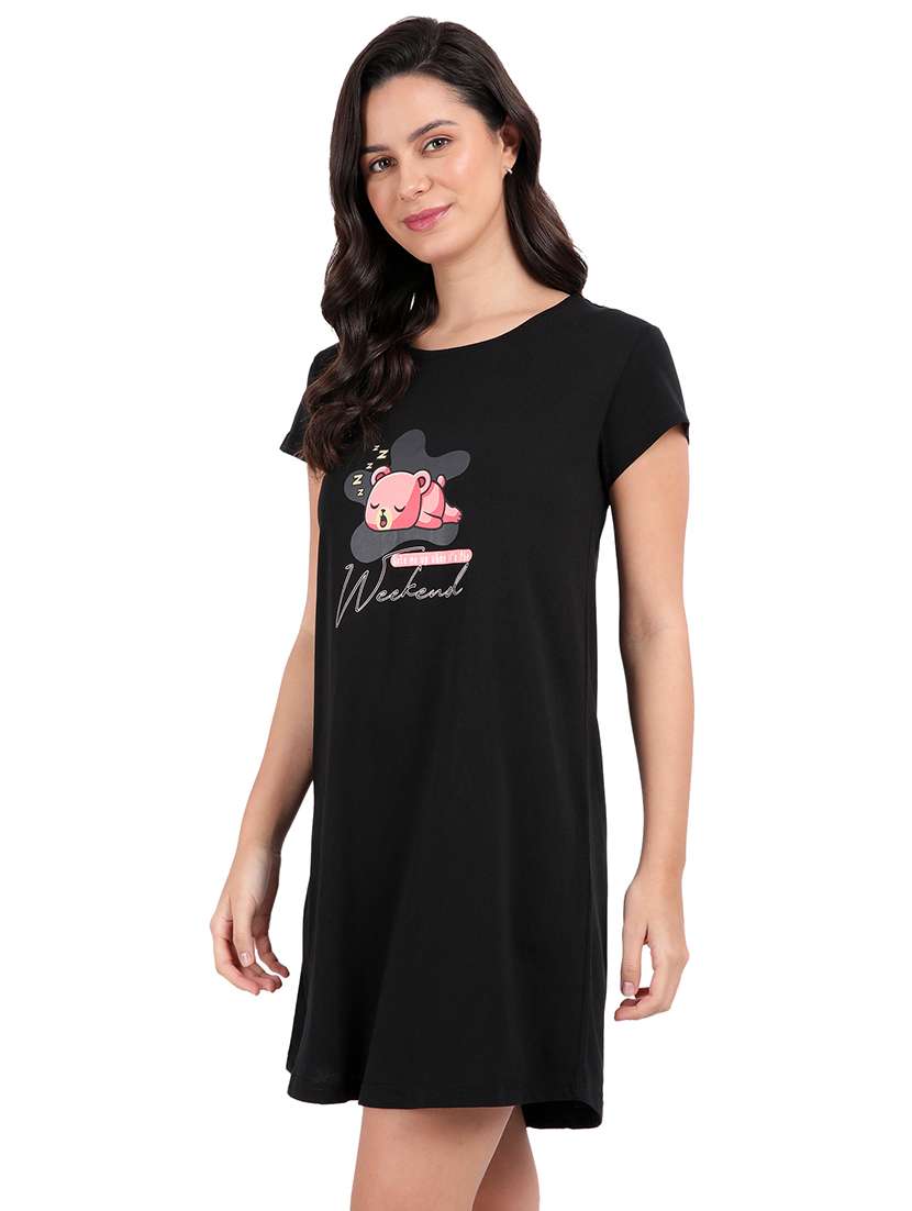 women printed round neck sleepshirt - 21730666 -  Standard Image - 2