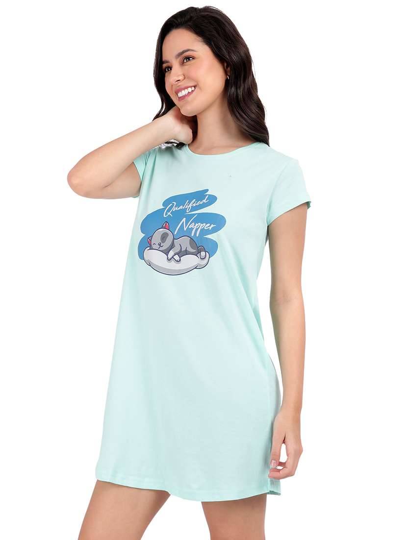 women printed round neck sleepshirt - 21730667 -  Standard Image - 2