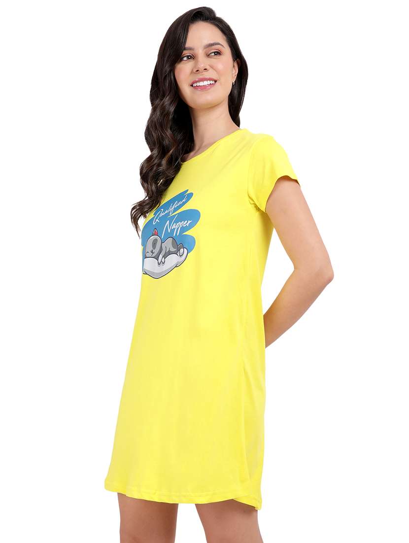 women printed round neck sleepshirt - 21730669 -  Standard Image - 2