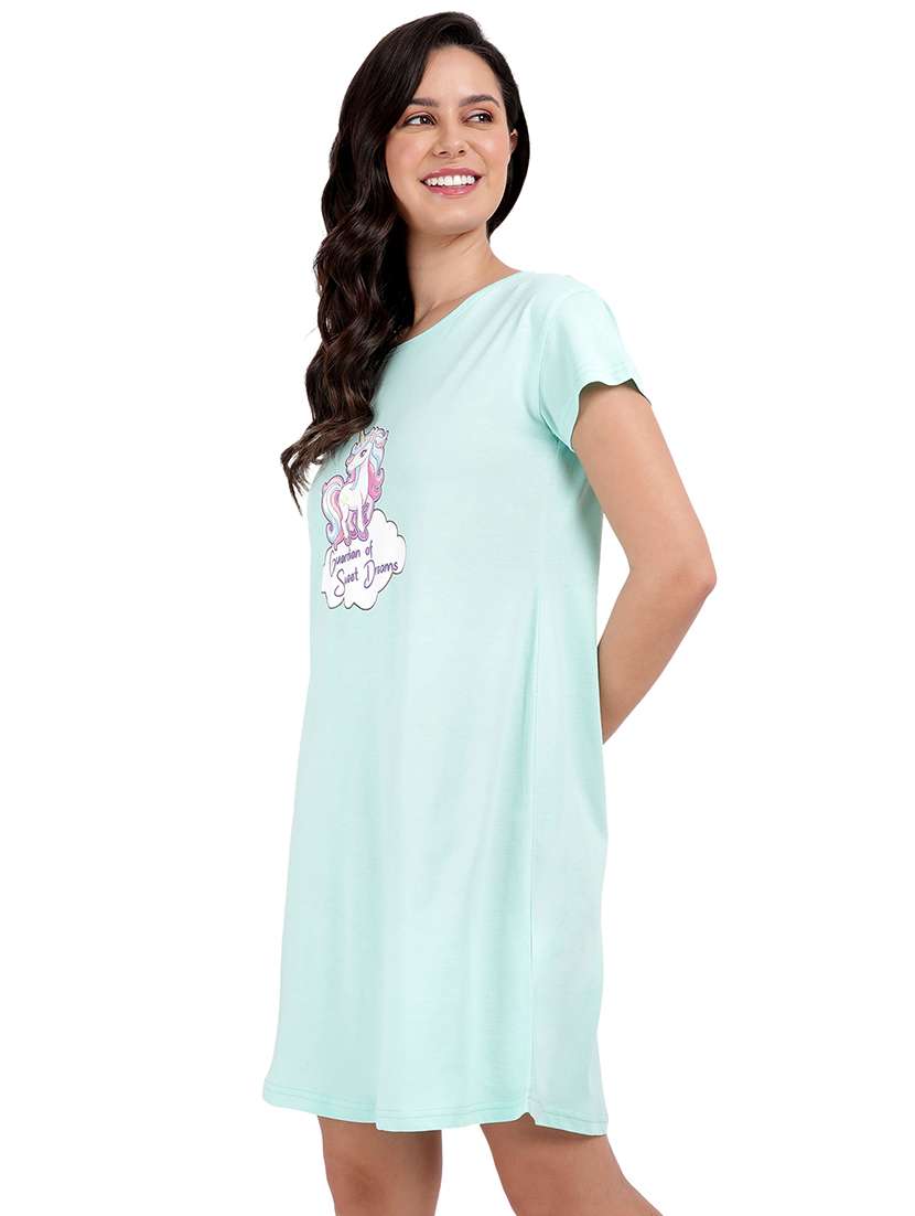 women printed round neck sleepshirt - 21730672 -  Standard Image - 2