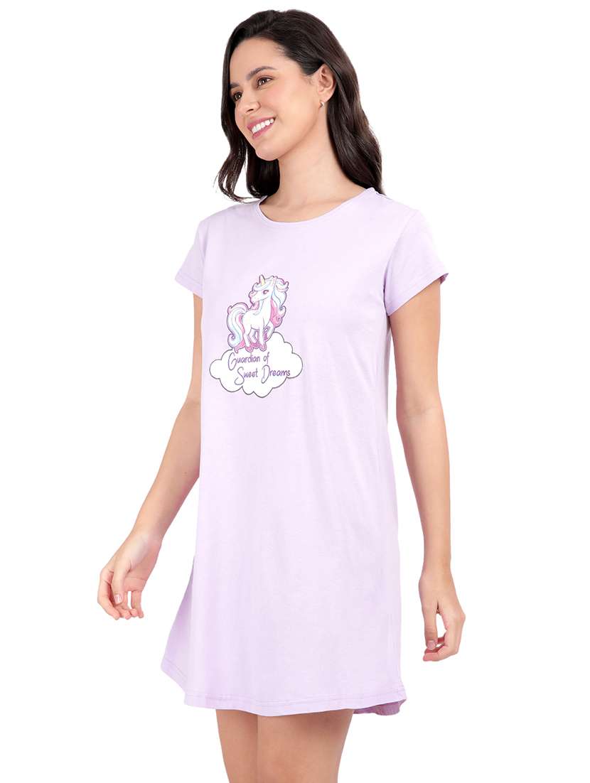 women printed round neck sleepshirt - 21730675 -  Standard Image - 2