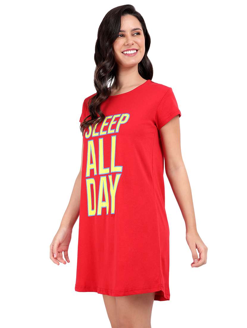 women printed round neck sleepshirt - 21730678 -  Standard Image - 2