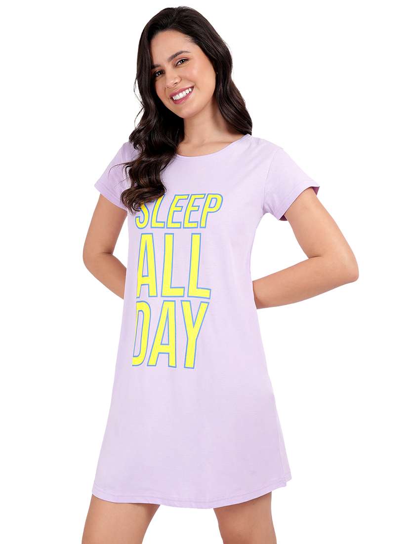 women printed round neck sleepshirt - 21730680 -  Standard Image - 2