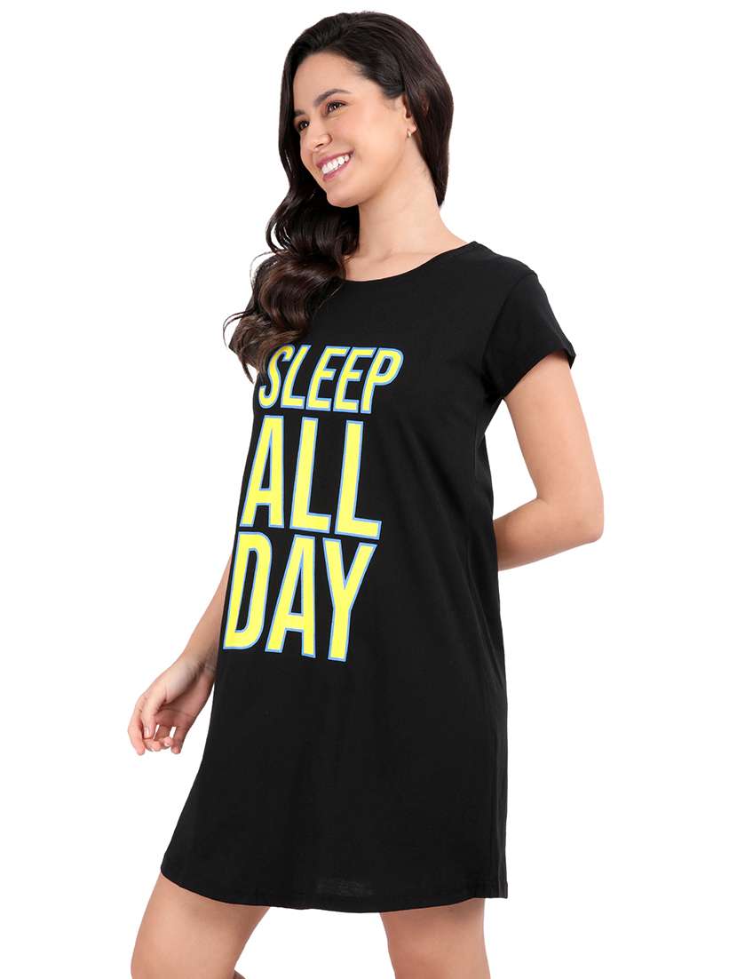 women printed round neck sleepshirt - 21730681 -  Standard Image - 2