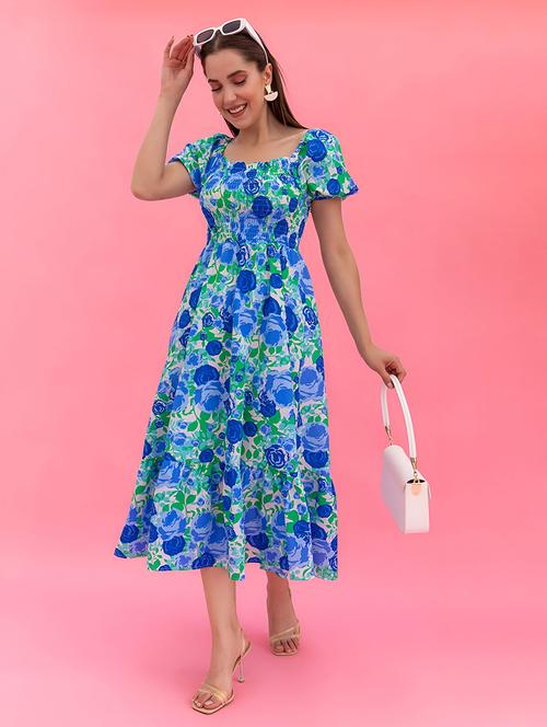 women floral print fit & flare dress - 21730682 - Standard Image - 0