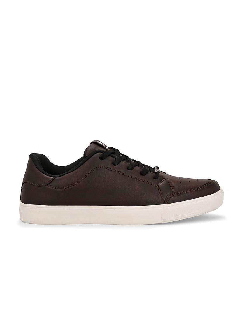 men solid brown lace up sneaker - 21730689 - Standard Image - 2