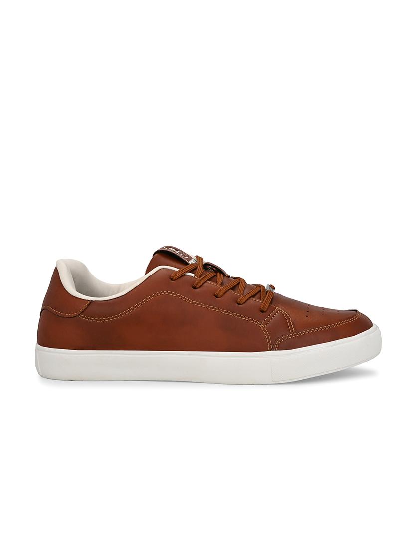 men solid brown lace up sneaker - 21730692 - Standard Image - 2