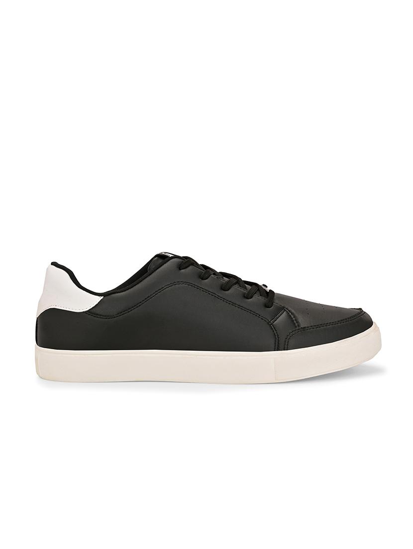 men solid black lace up sneaker - 21730693 - Standard Image - 2