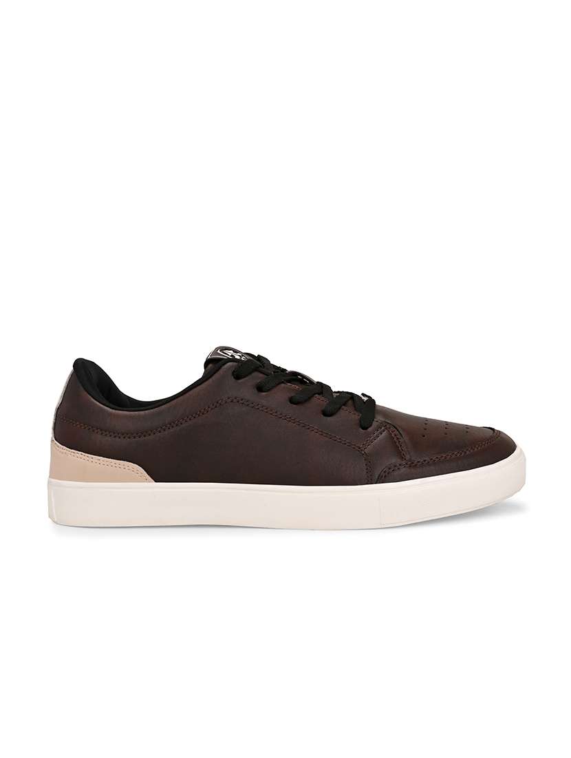 men solid brown lace up sneaker - 21730695 -  Standard Image - 2