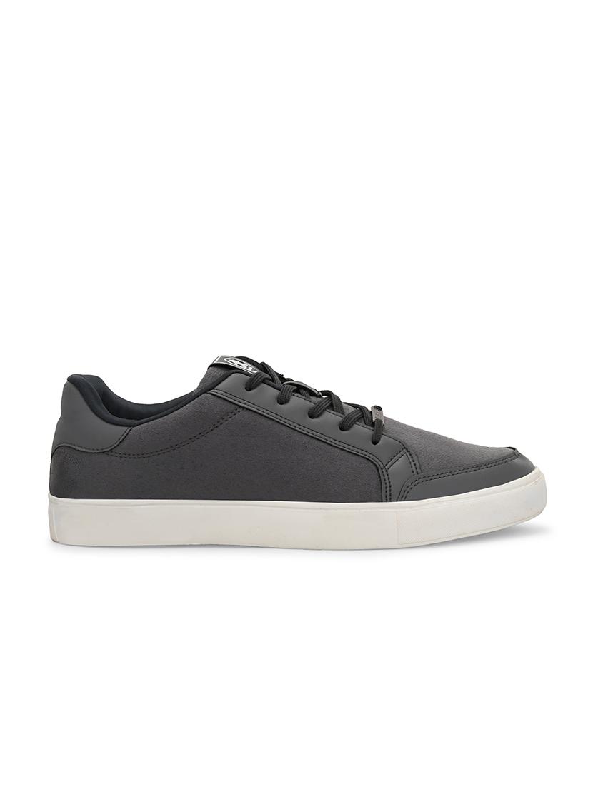men solid grey lace up sneaker - 21730699 - Standard Image - 2