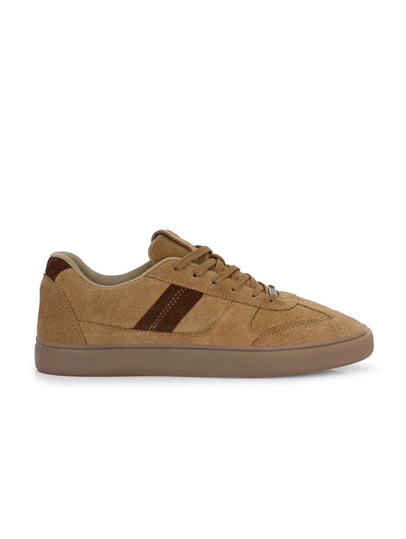 men solid beige lace up sneaker - 21730703 - Standard Image - 2