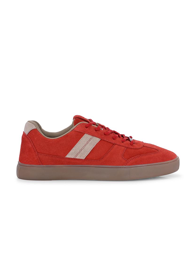 men solid red lace up sneaker - 21730706 - Standard Image - 2