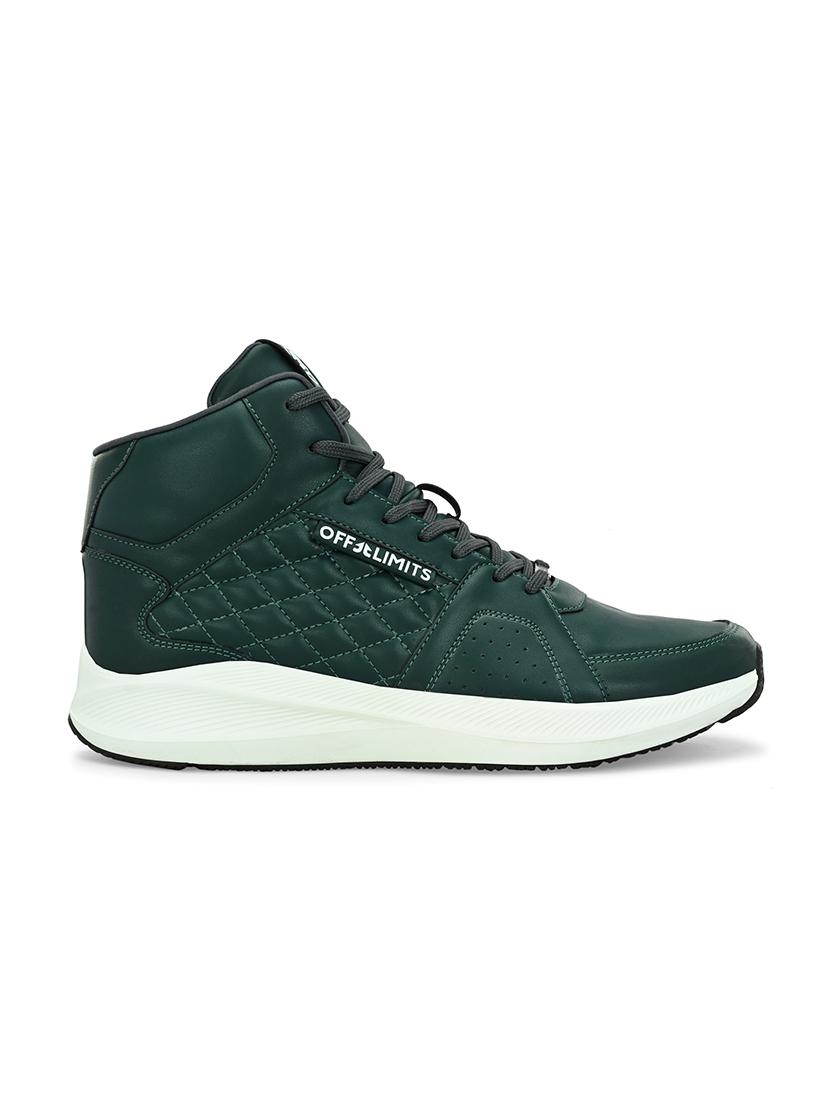 men bottle green lace up high ankle sneaker - 21730707 - Standard Image - 2