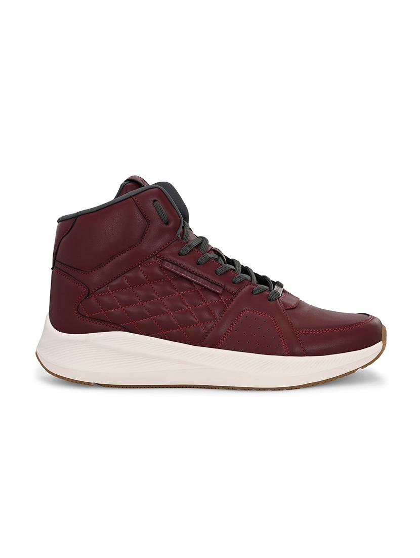 men solid lace up high ankle sneaker - 21730709 - Standard Image - 2