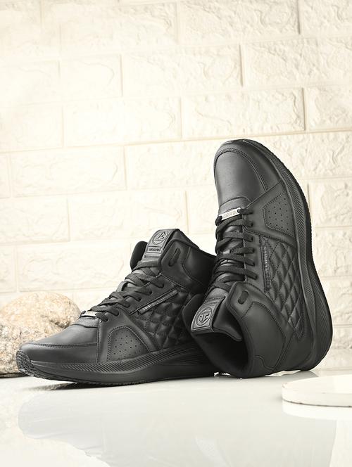 men solid lace up high ankle sneaker - 21730710 -  Standard Image - 0