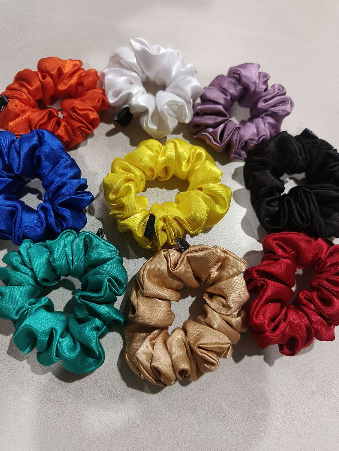 women pack of 9 solid multi colored satin scrunchies - 21730724 -  Standard Image - 2
