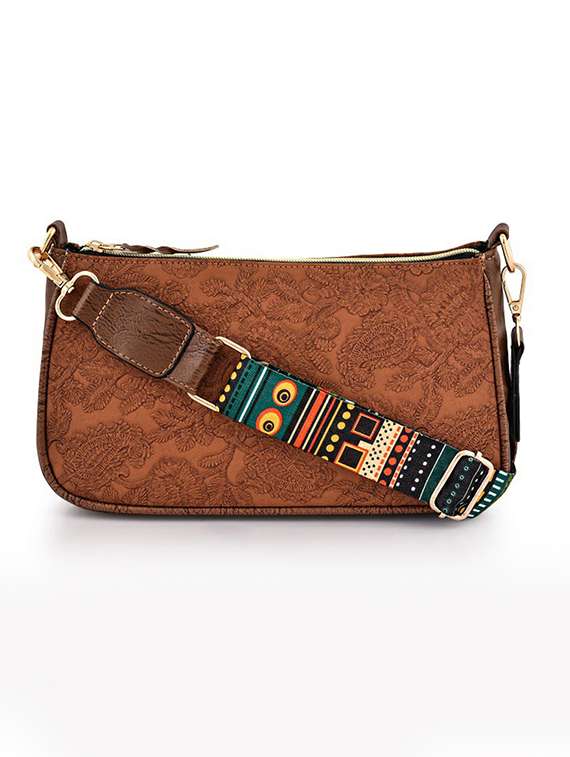 women tan printed sling bag - 21730815 - Zoom Image - 0