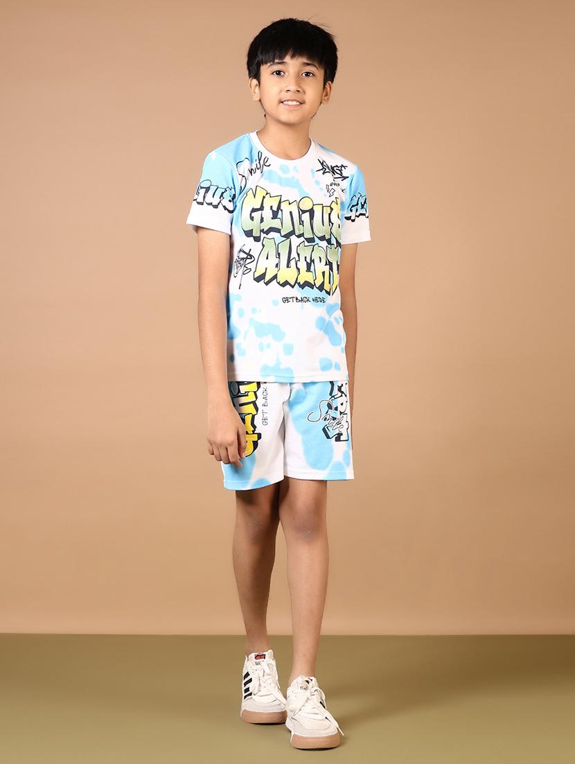 boys typographic casual wear shorts set 