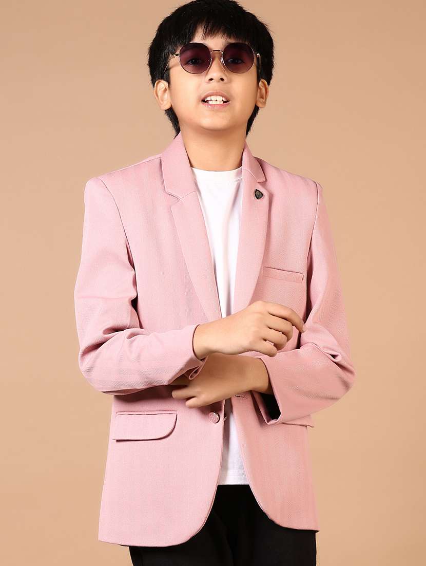 boys solid long sleeve blazer 