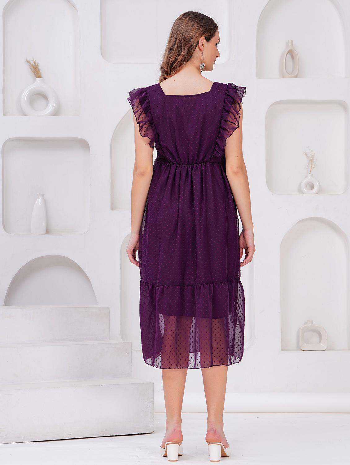 women self designed ruffled sleeves tiered dress - 21730867 - Standard Image - 2