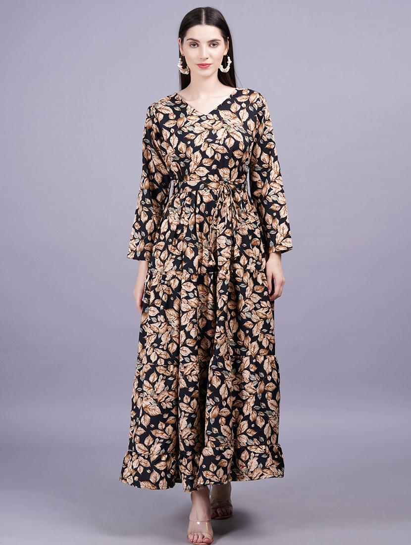 women printed puff sleeves fit & flare dress - 21730879 -  Zoom Image - 0