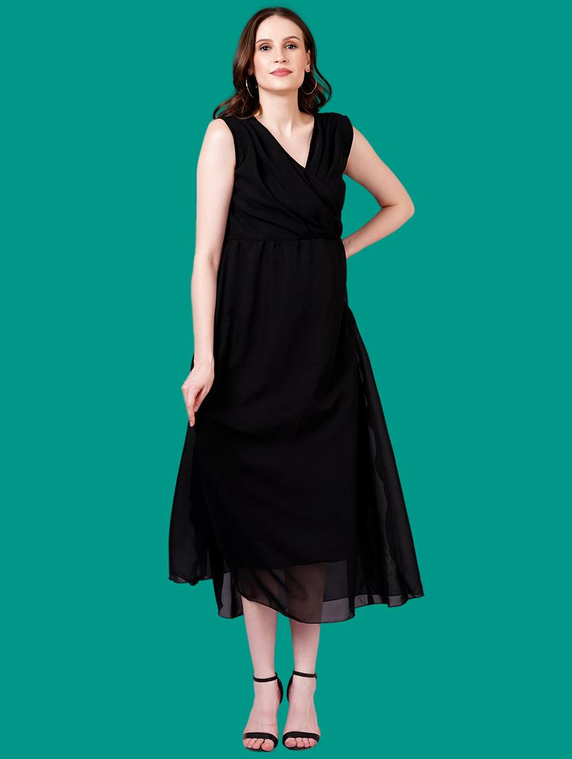 women solid sleeveles a-line dress - 21730883 -  Zoom Image - 0