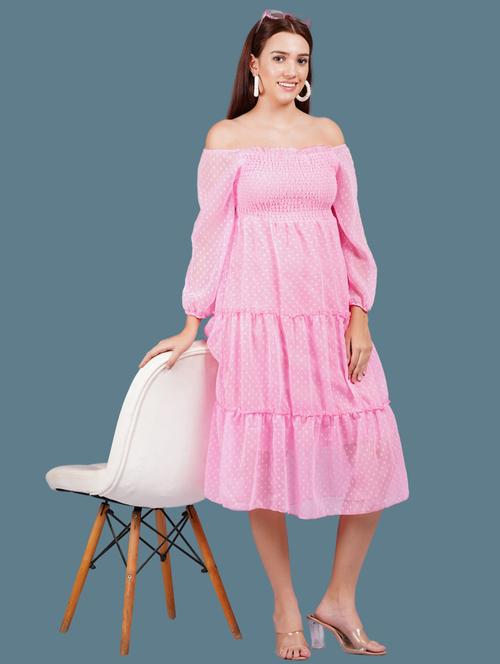 women self designed puff sleeves tiered dress - 21730889 - Standard Image - 0