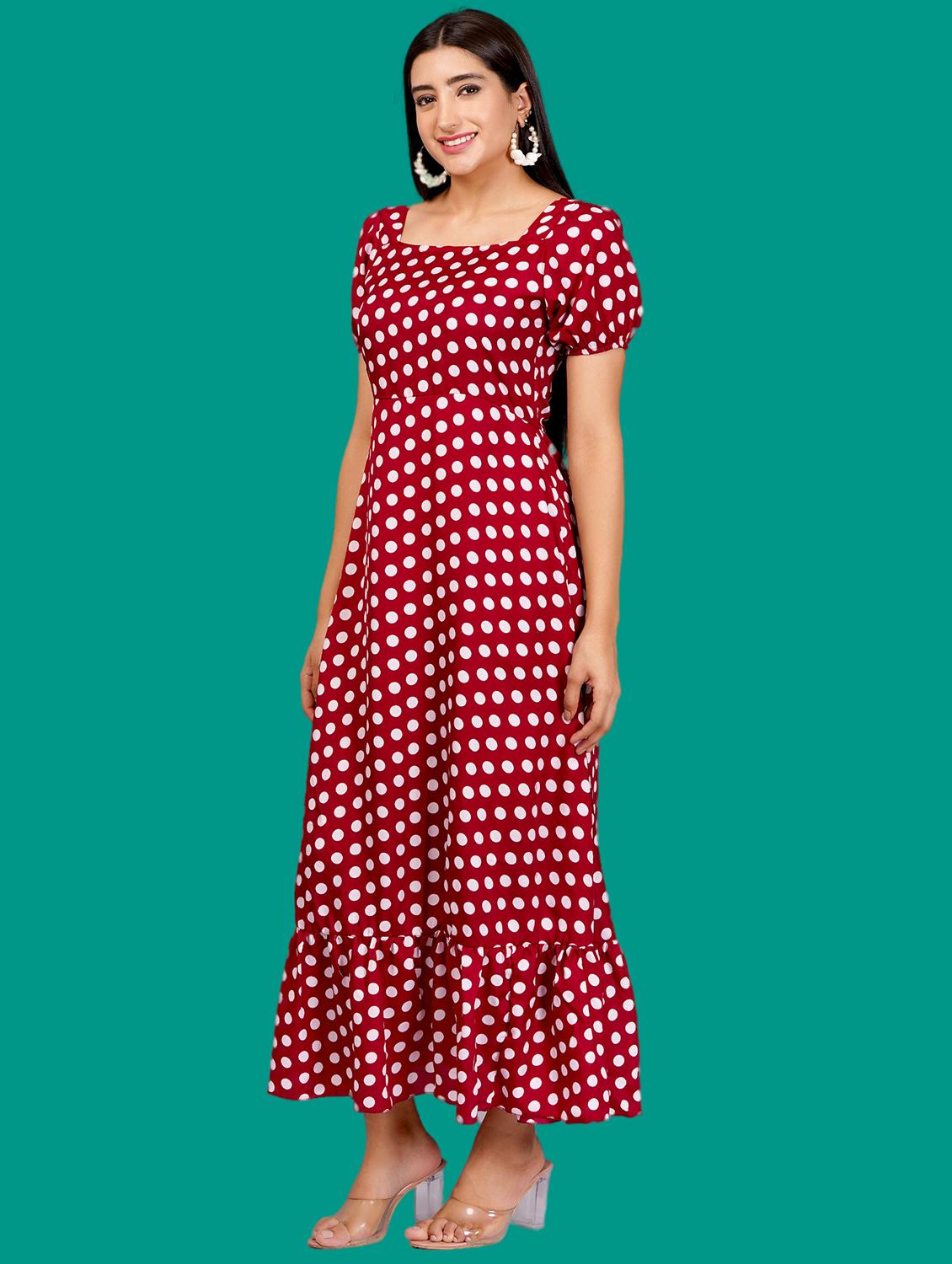 women printed puff sleeves tiered dress - 21730903 - Standard Image - 2