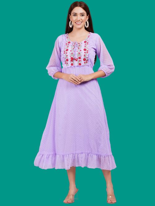 women embroidered puff sleeves tiered dress - 21730923 - Standard Image - 0