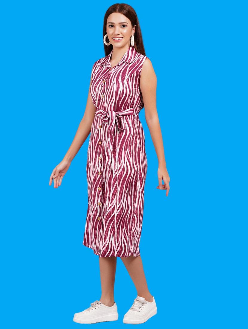 women printed sleeveless a-line dress - 21730933 - Standard Image - 2